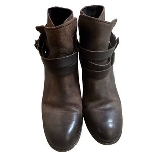Hudson London Ankle Boots‎ Womens 40 Brown Excellent Leather Wrap Strap Portugal